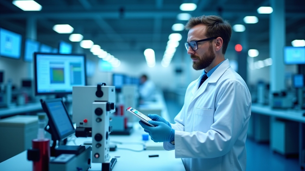 Forschungslabor mit moderner Messtechnik und digitalen Displays zur Überwachung von Prozessen