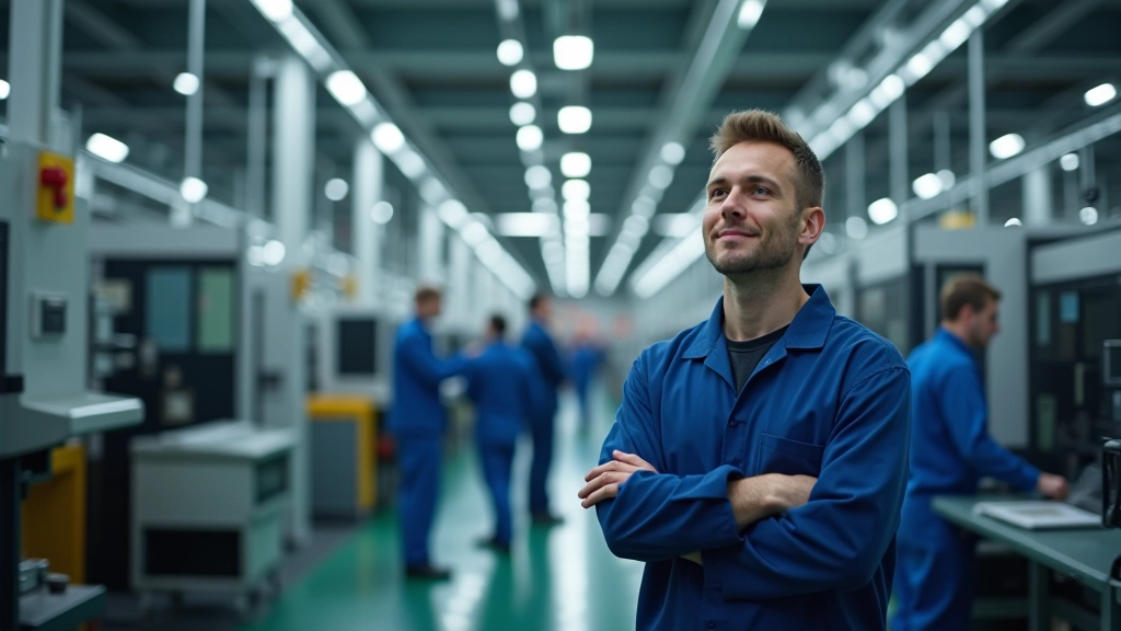 Moderne Produktionsanlage mit Fertigungsausrüstung und Fachpersonal