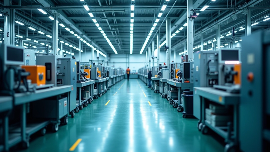 Moderne Fabrikhalle mit Maschinen und Produktionslinien in Deutschlands Industriesektor