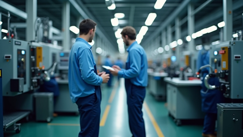 Industrielle Fertigungsanlage mit modernem Maschinenpark und Produktionsprozessen in Echtzeit