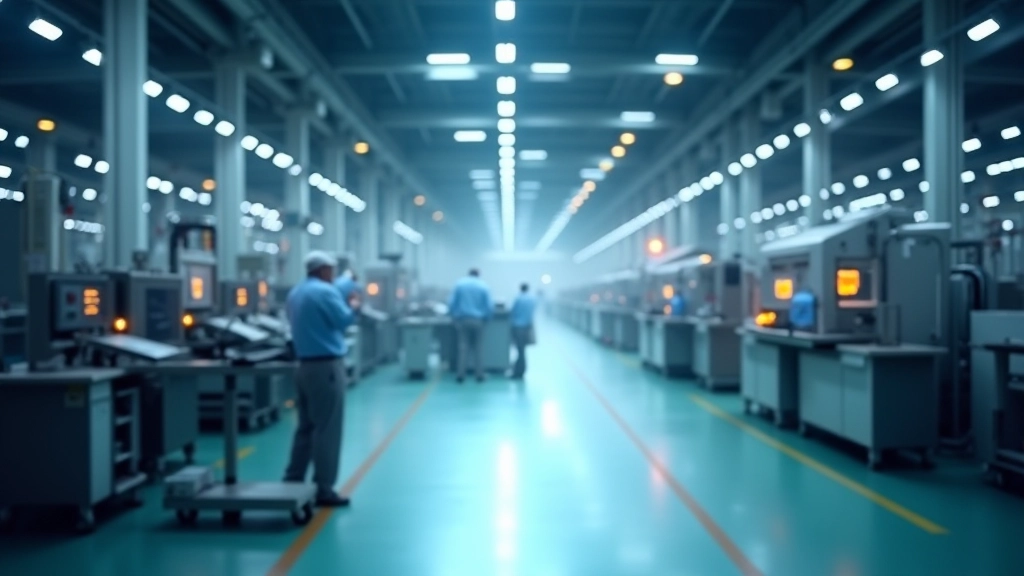 Moderne Industrieanlage mit Produktionsmaschinen und Arbeitern in Deutschland